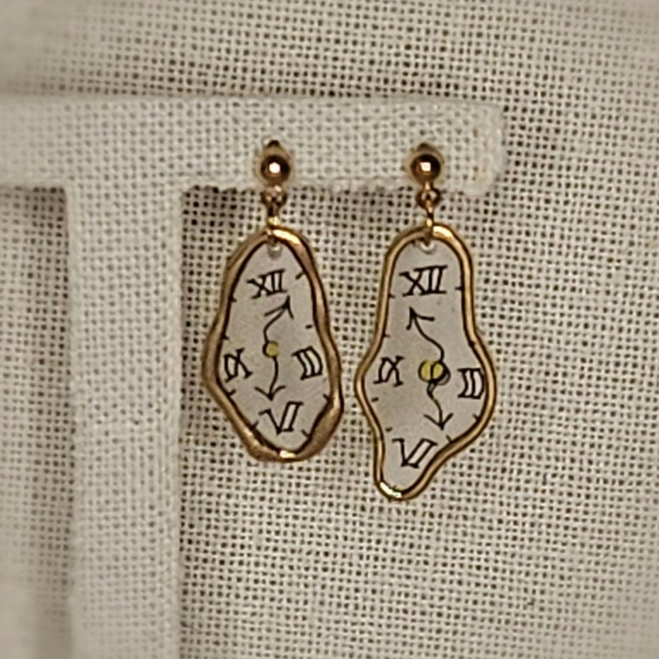 Crazy clocks earrings.