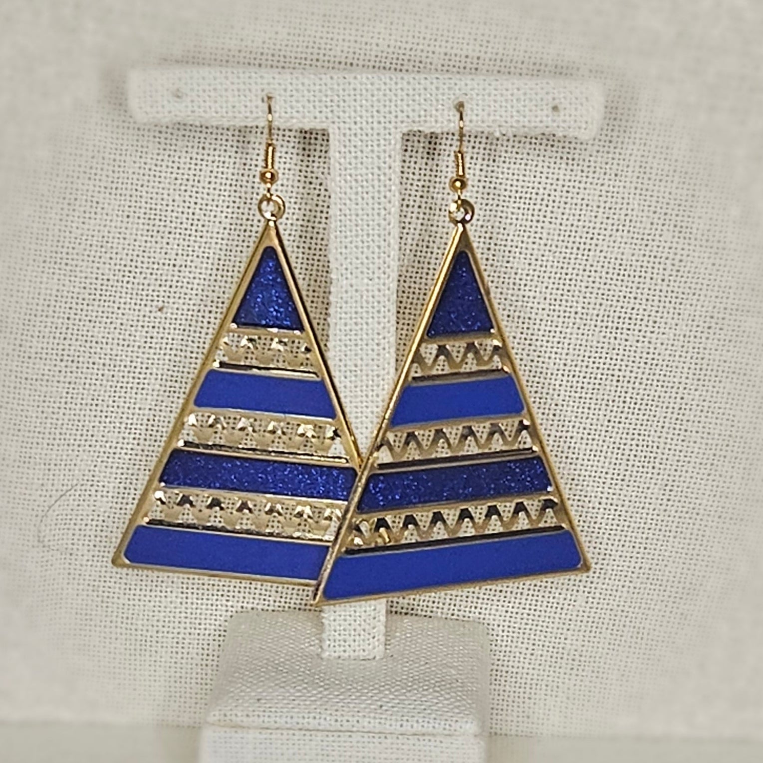Blue & Gold Geometric Earrings