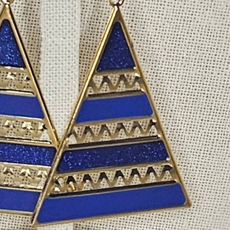 Blue & Gold Geometric Earrings