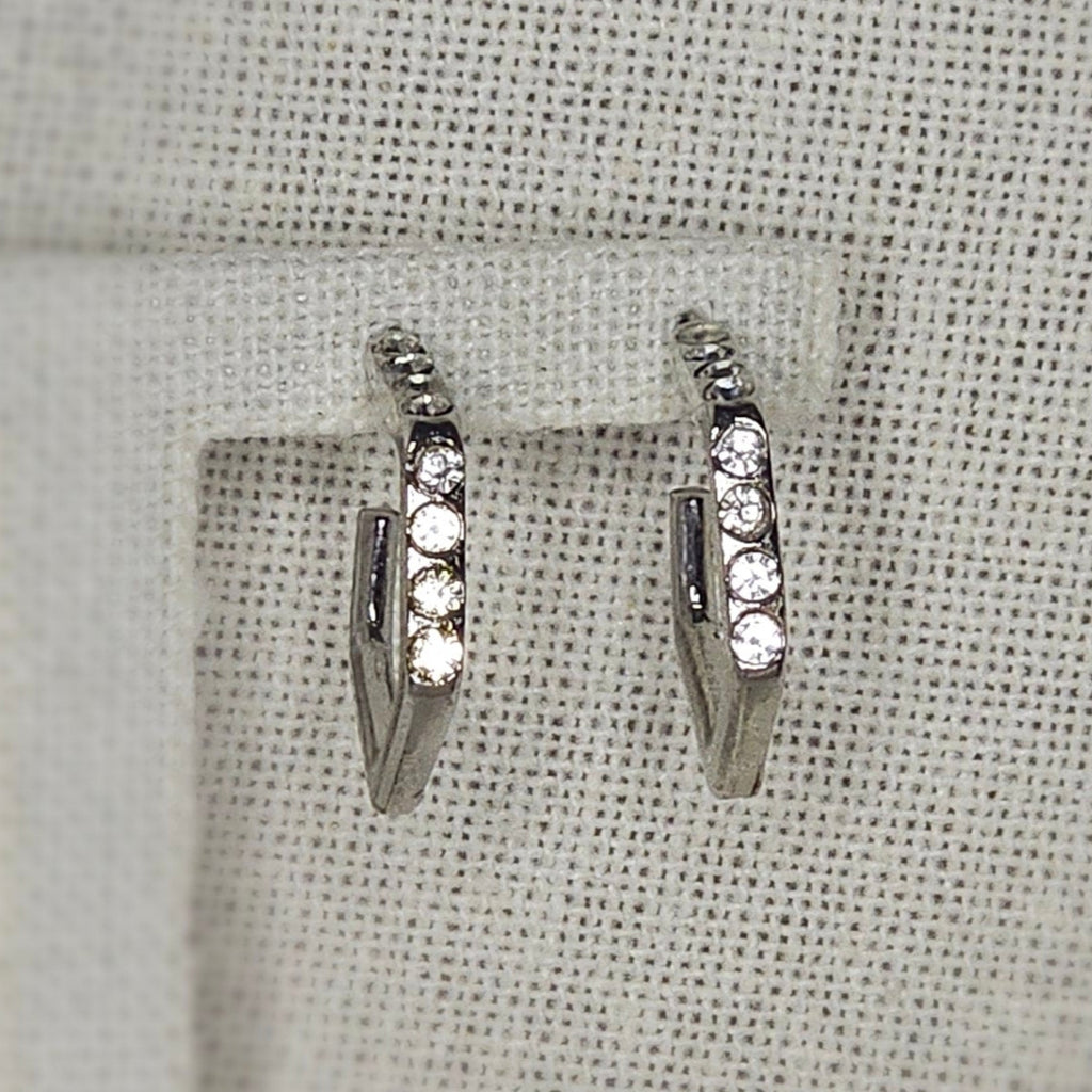 Silver pentagon earrings