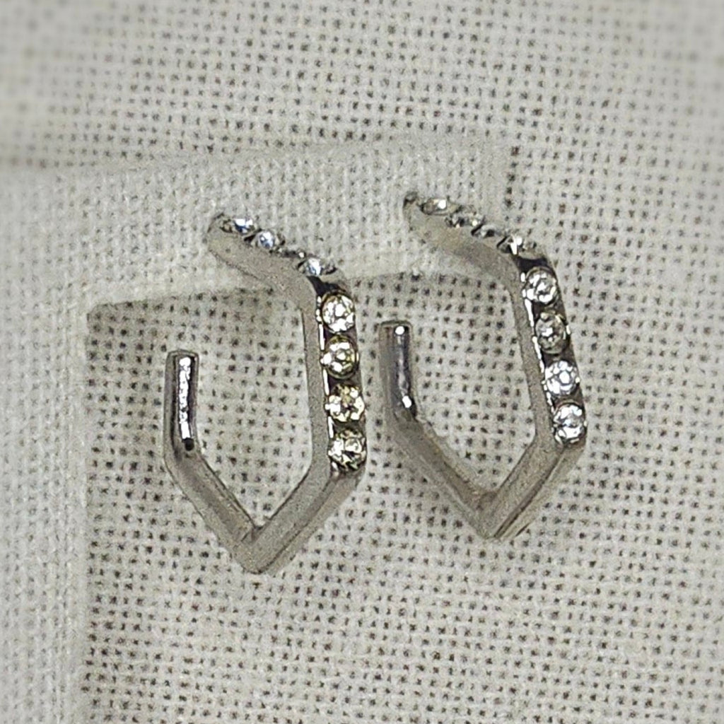 Silver pentagon earrings