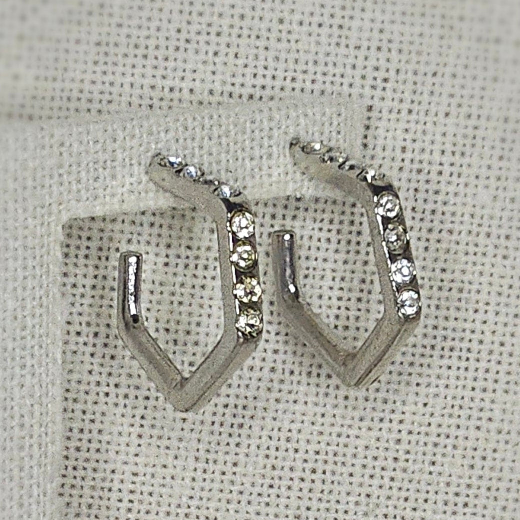 Silver pentagon earrings