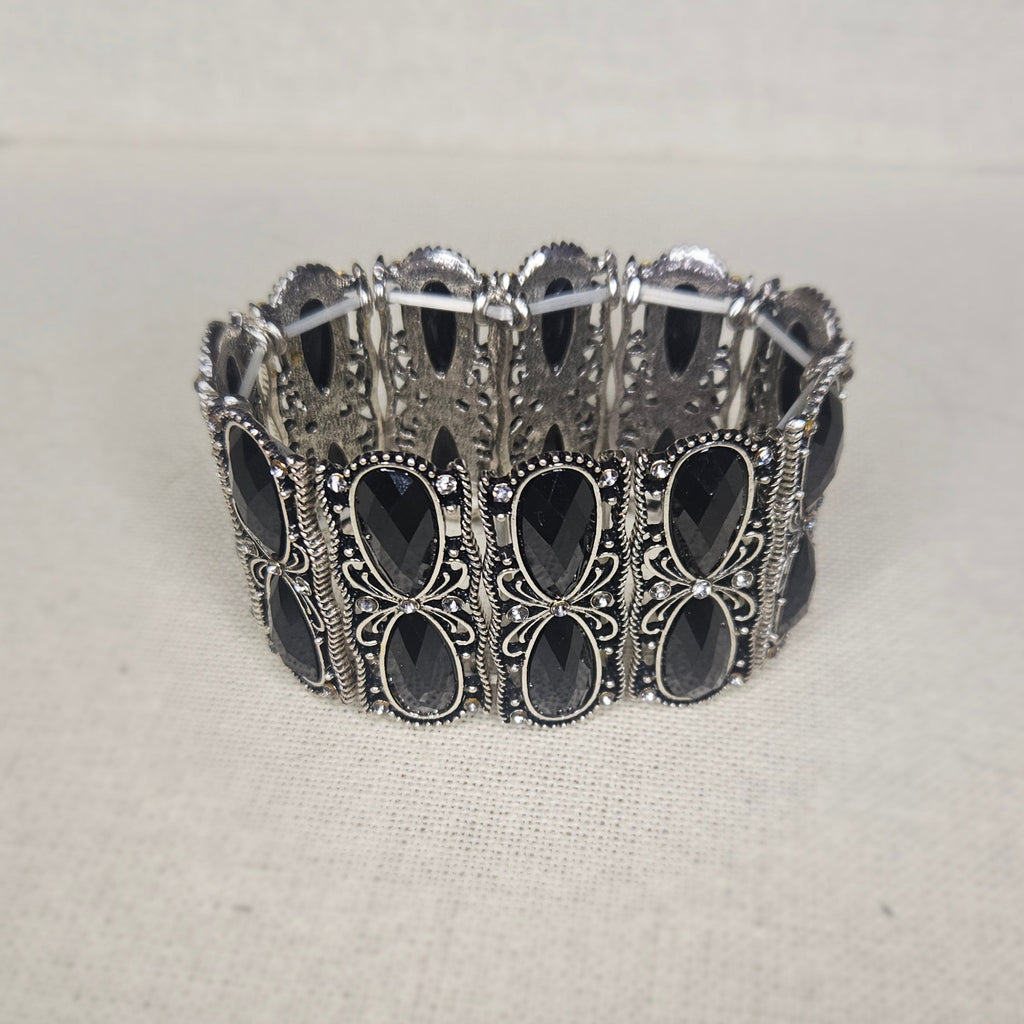Black and silver stretch bracelet