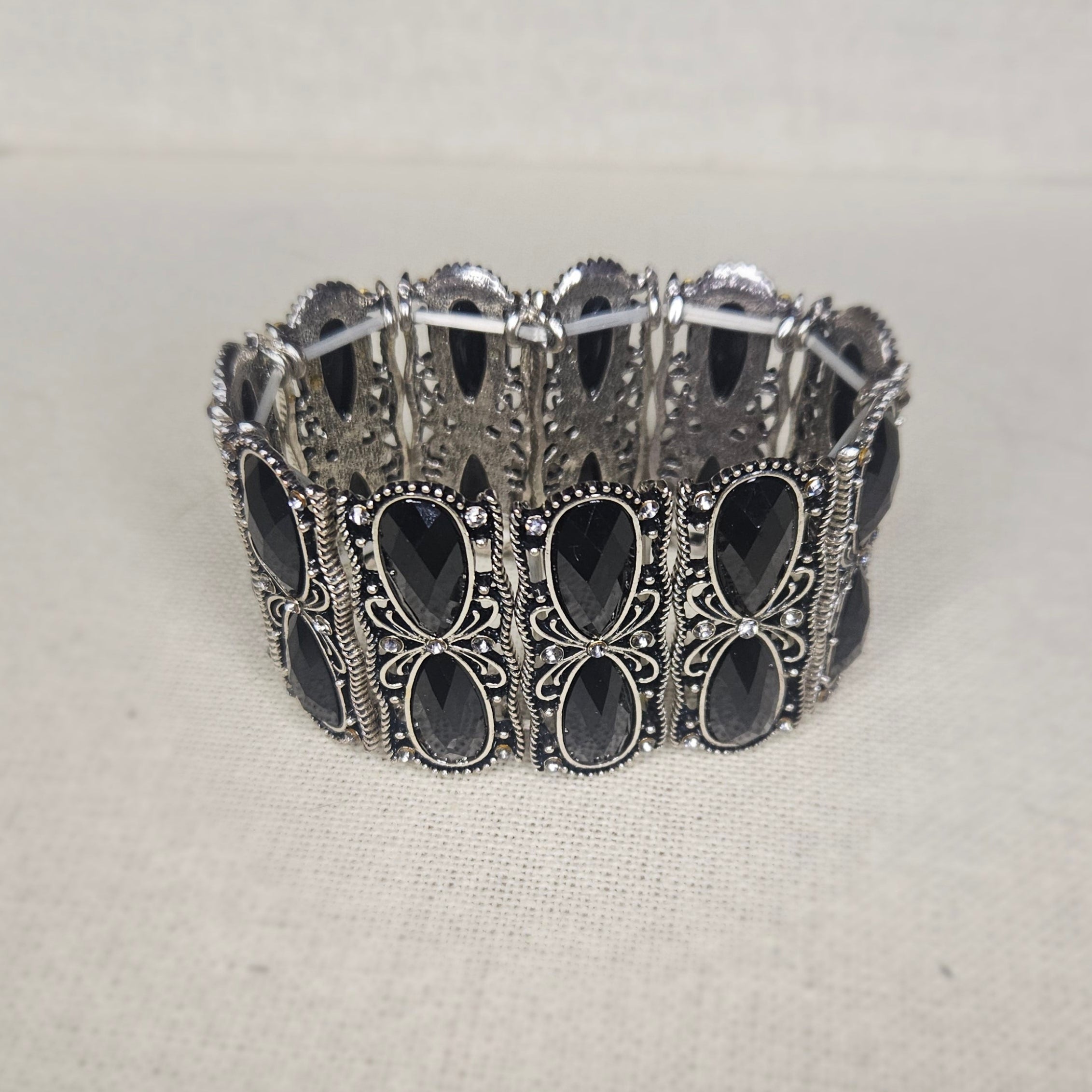 Black and silver stretch bracelet