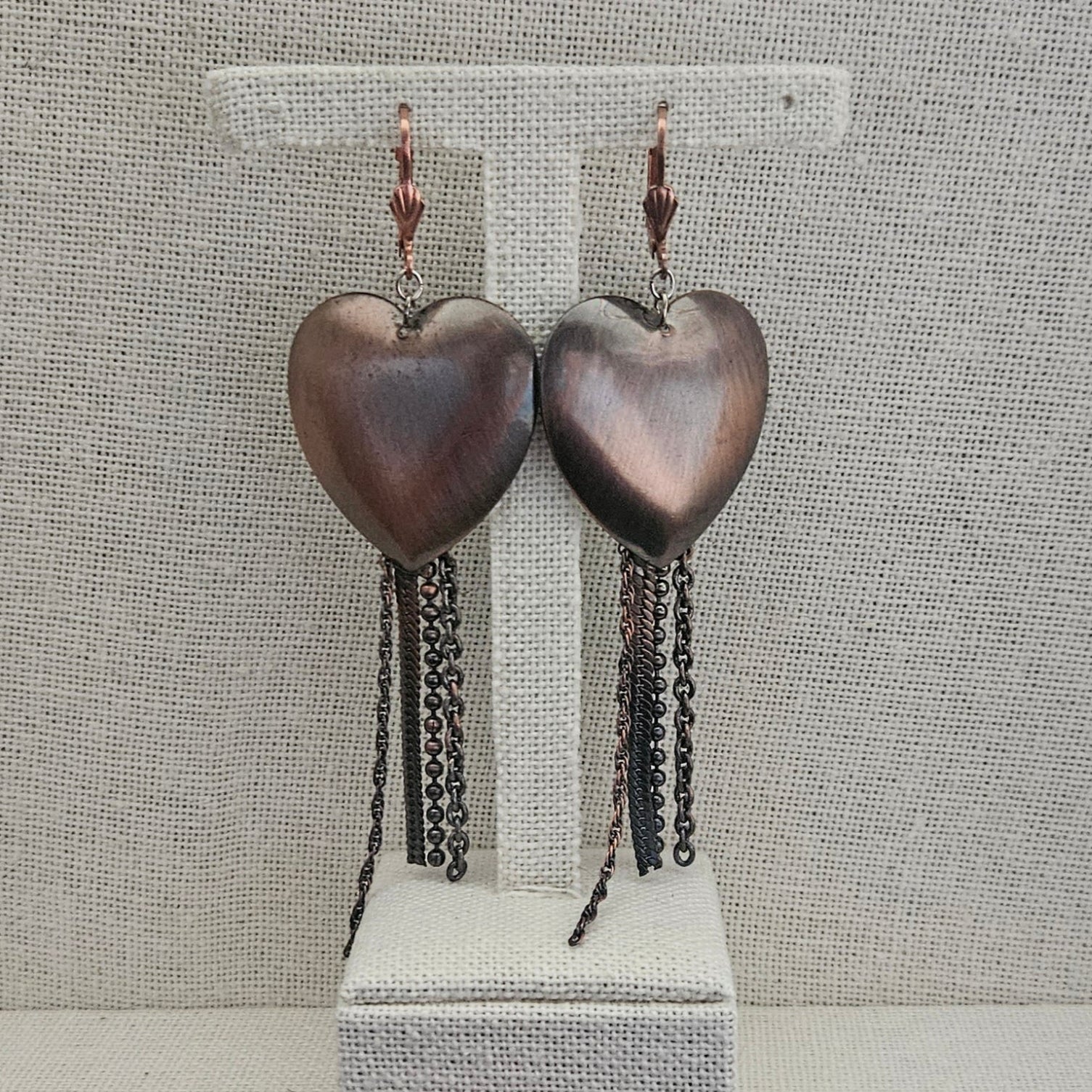 Brushed Hearts Dangle Earrings