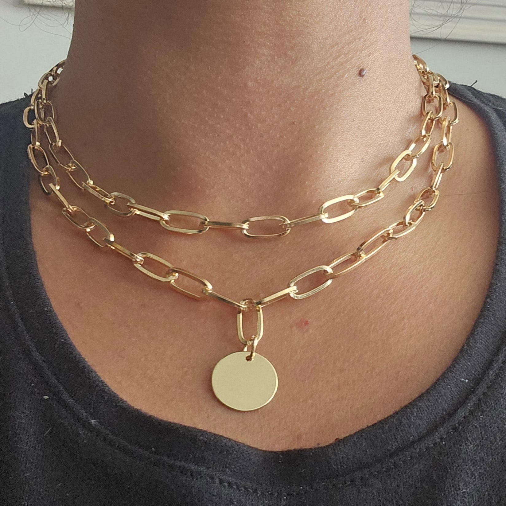 Layered Link Chain in Gold