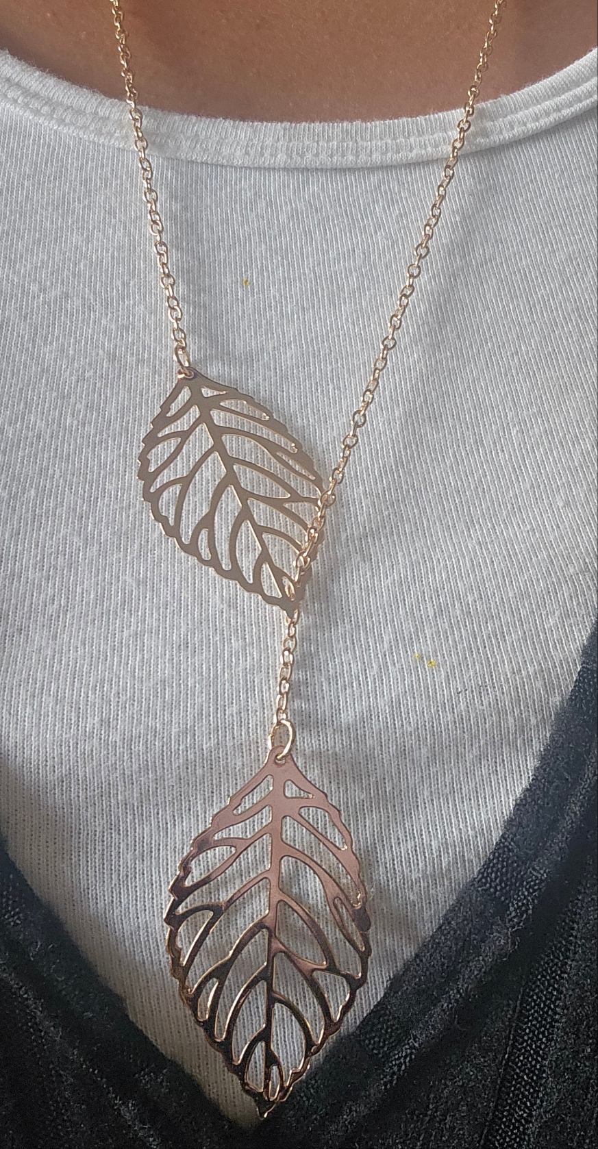 Lariat leaf necklace