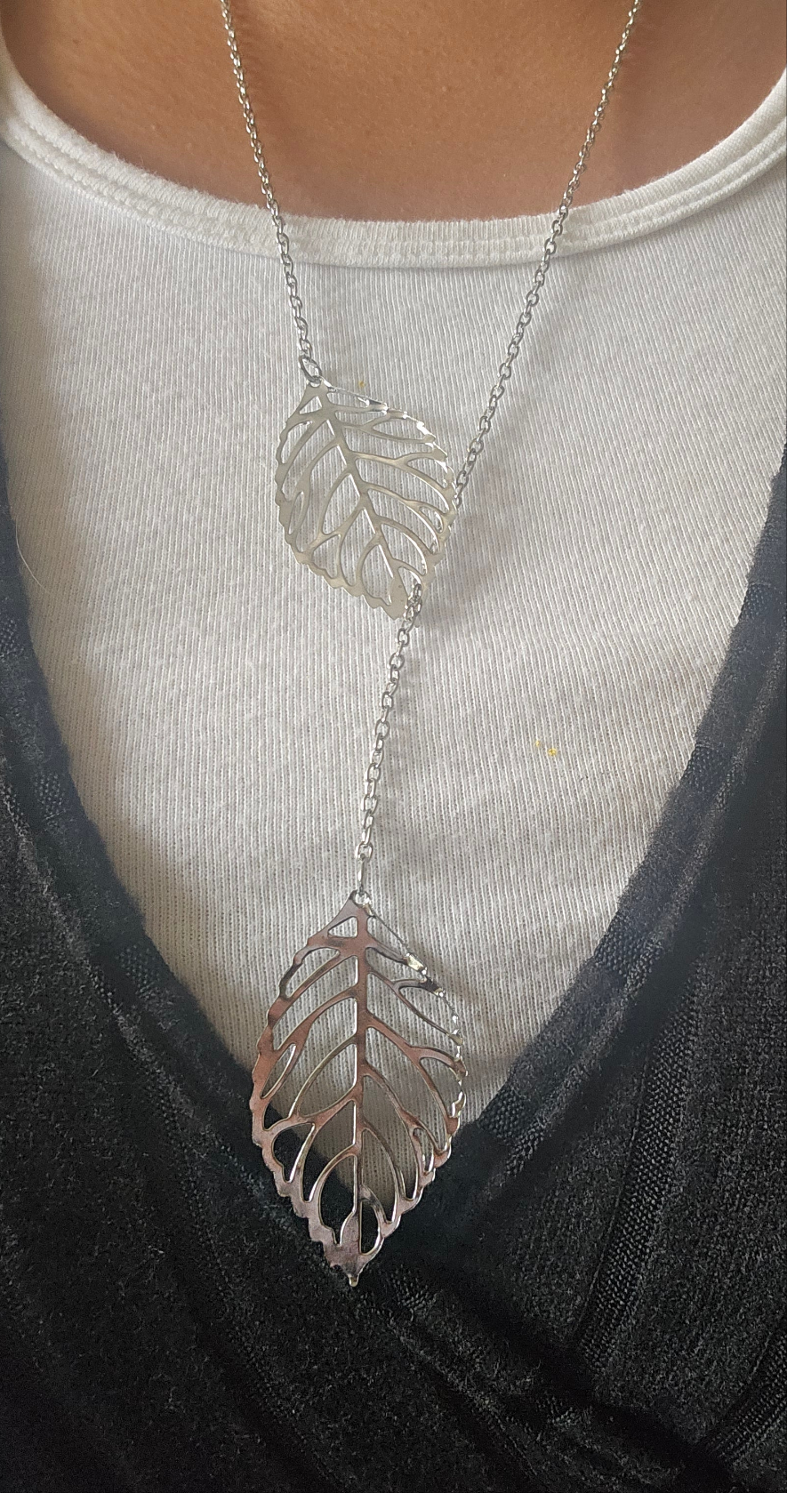 Lariat leaf necklace