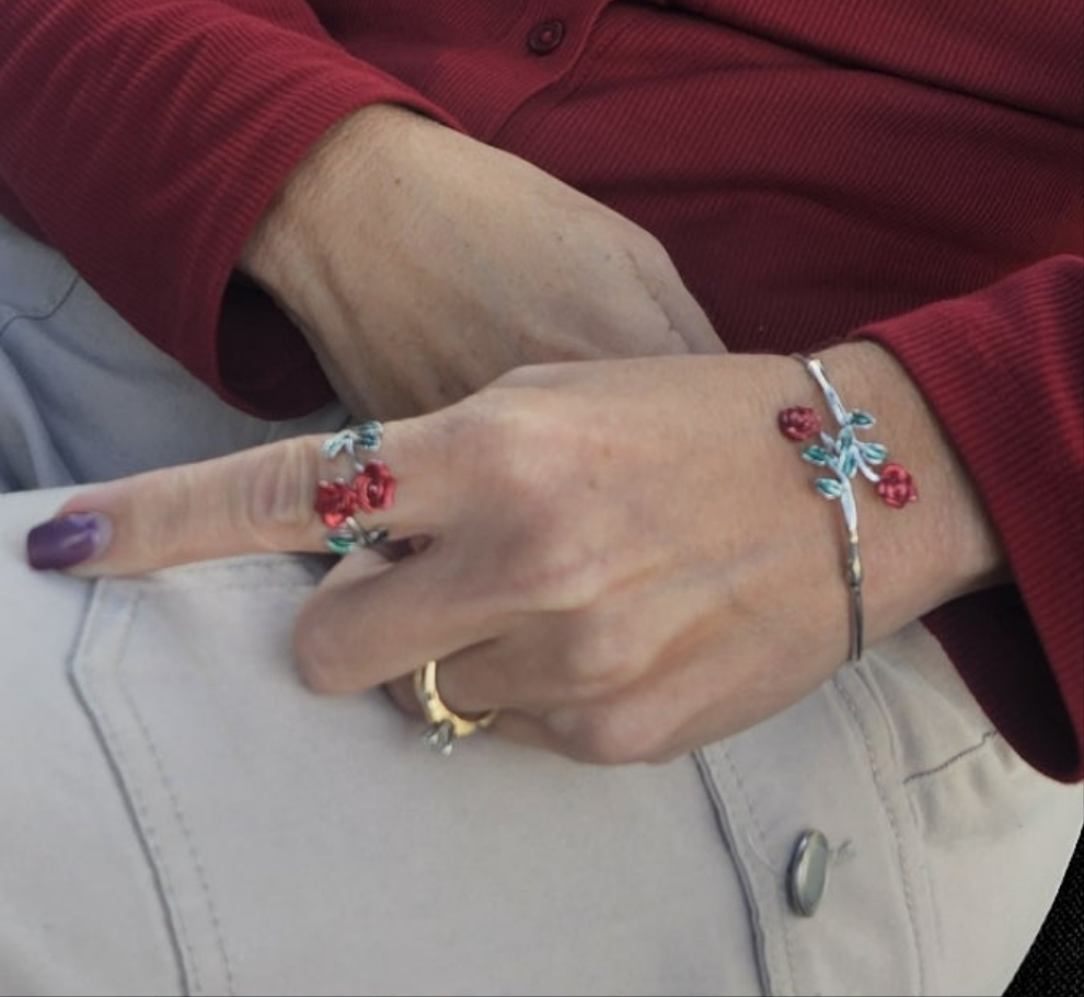 Enchanted rose bracelet and ring set