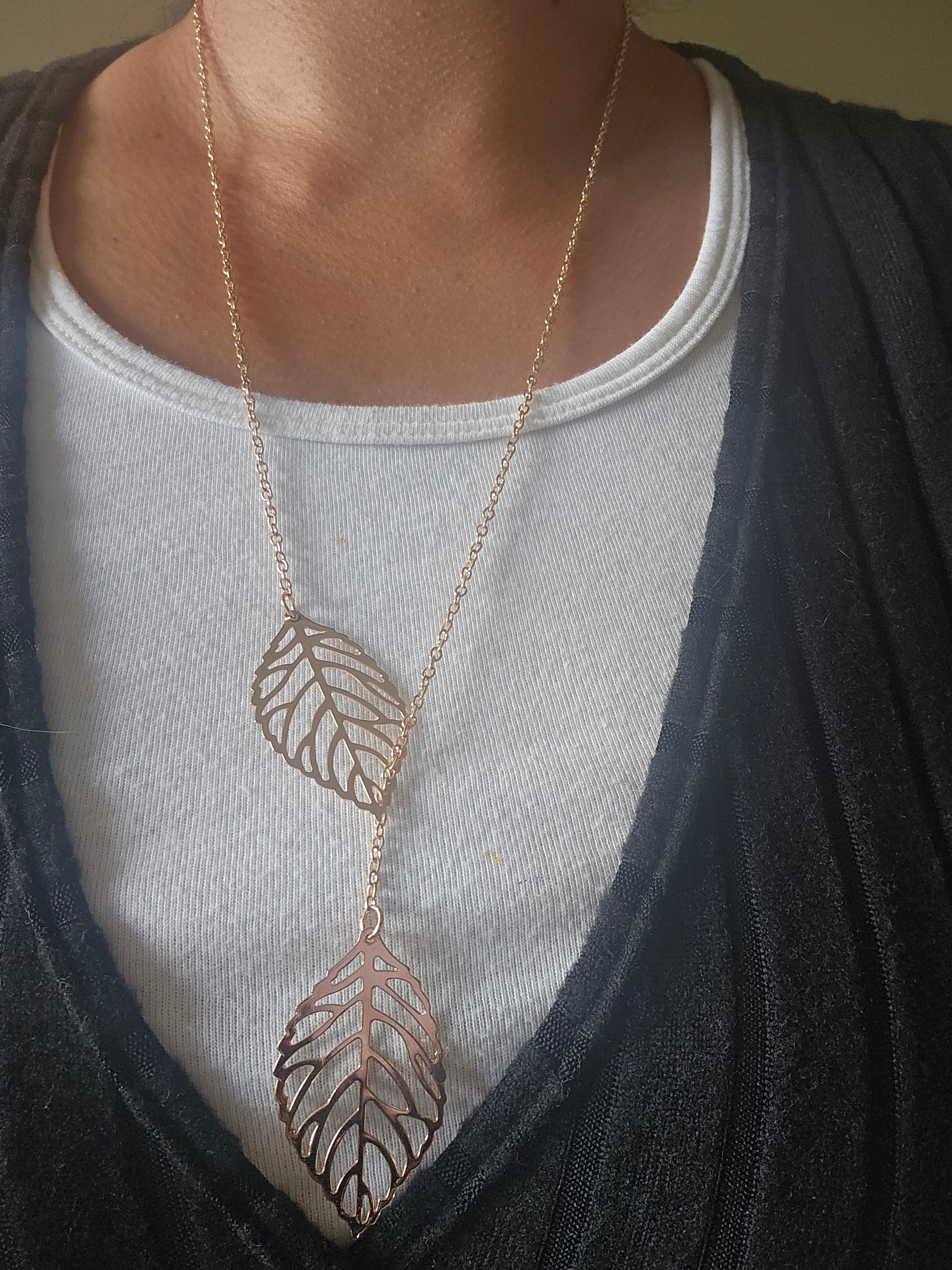 Lariat leaf necklace